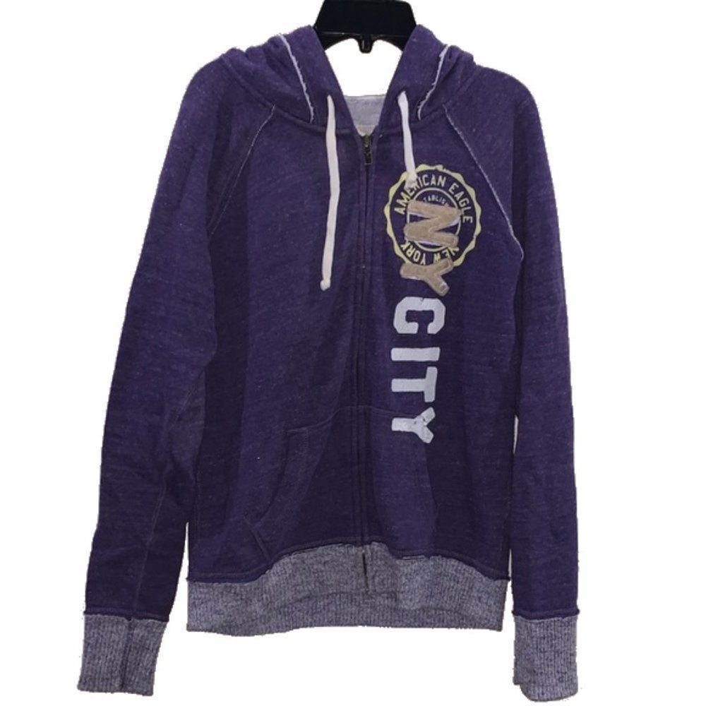 American Eagle Purple Knit Zip-up Hoodie